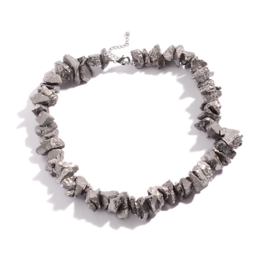 Silver Crystal Quartz Stainless Steel Necklace